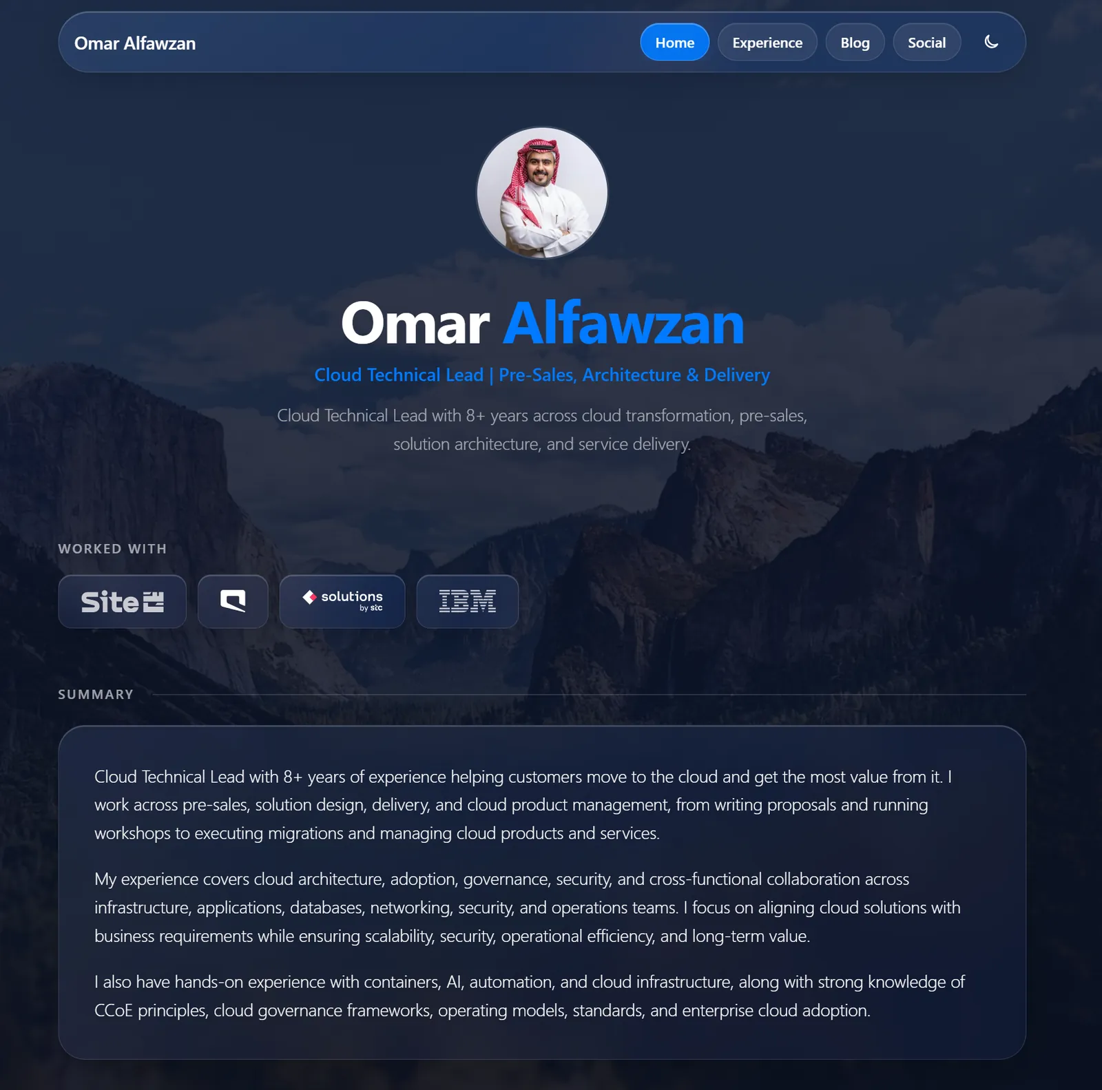الصفحة الرئيسية الأصلية لموقع عمر الفوزان الشخصي